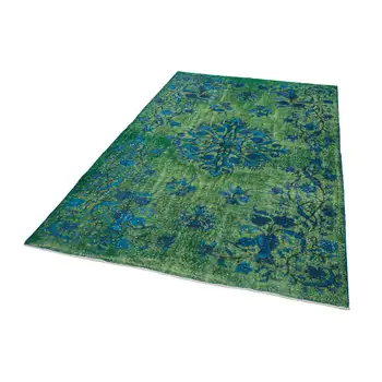 

175x265 Cm Green Handmade Over Dyed Rug-6x9 Ft