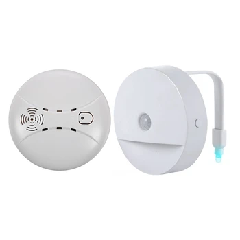 

New 2 Pcs Accessories: 1 Pcs Motion Sensor Toilet Night Light & 1 Pcs Wireless Fire Smoke Detector Smoke Alarm Sensor