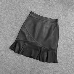Spring 2021 Chic Women's High quality Genuine leather elegant Fishtail Skirt C170