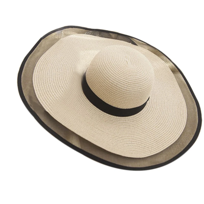 Beige Модная соломенная шляпа солнцезащитный козырек Соломенная Шляпа сетка для путешествий солнцезащитный тент пляжная соломенная шляпа - Цвет: Beige