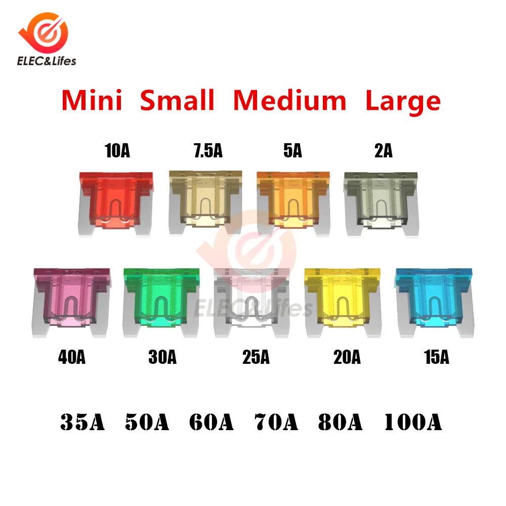 5Pcs Car Automotive Blade Fuse Mini Small Medium Large Size Auto Fuses