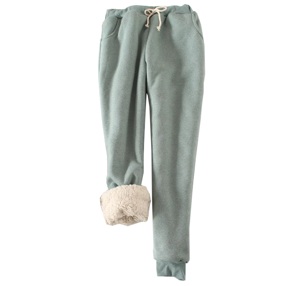 Light Green Новое поступление, женские зимние плотные штаны, Теплые повседневные штаны, свободные утягивающие штаны Harlan, длинные брюки плюс бархатные штаны - Цвет: Light Green