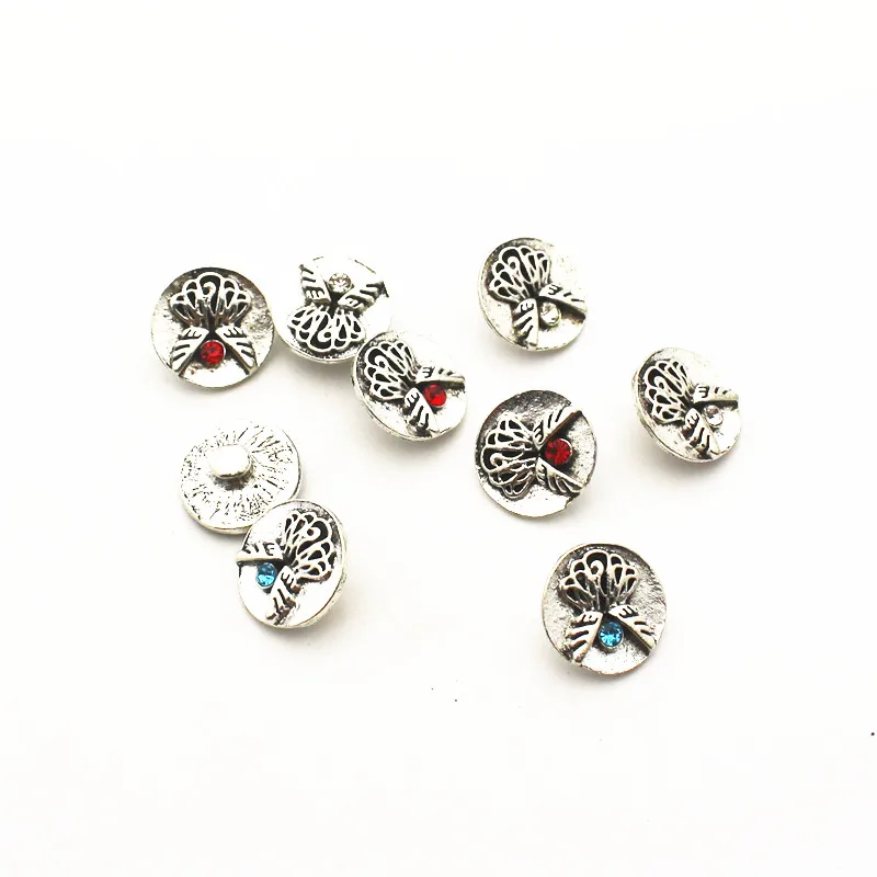 

New Arrive 20pcs/lot bird metal crystal alloy button 12mm Snap Buttons Fit DIY Snap Bracelet Snap Button Charms jewelry