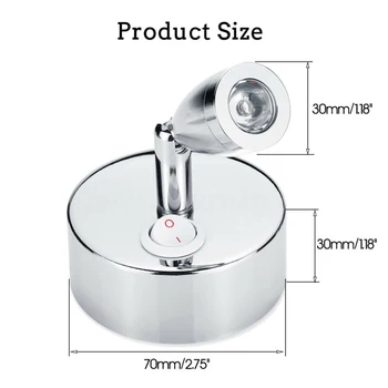 

1W Reading Light Flexible Spot RV Caravan Wall Bedside Lamp Button Type