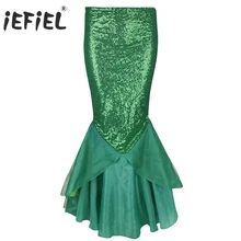 IEFiEL/женские длинные юбки; женские Юбки Русалки с блестками; Юбка со шлейфом; костюмы на Хэллоуин; юбка макси; Клубные вечерние юбки; сезон лето