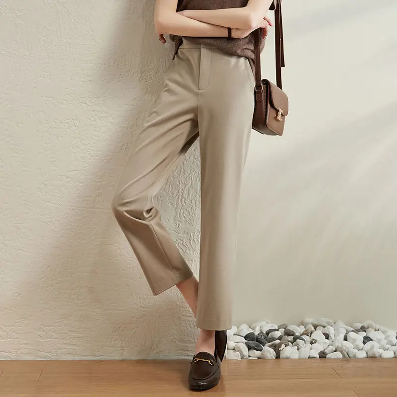 Ankle-Length Cigarette Pants Women's Baggy Straight Trousers Summer Suit  Pants Slimming Casual Professional Women Bottoms Pants