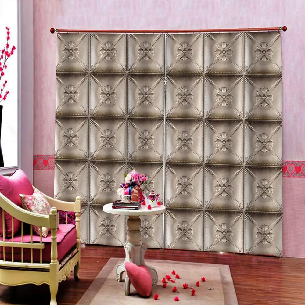 Пользовательские европейские занавески серый мягкий мешок фото для гостиной