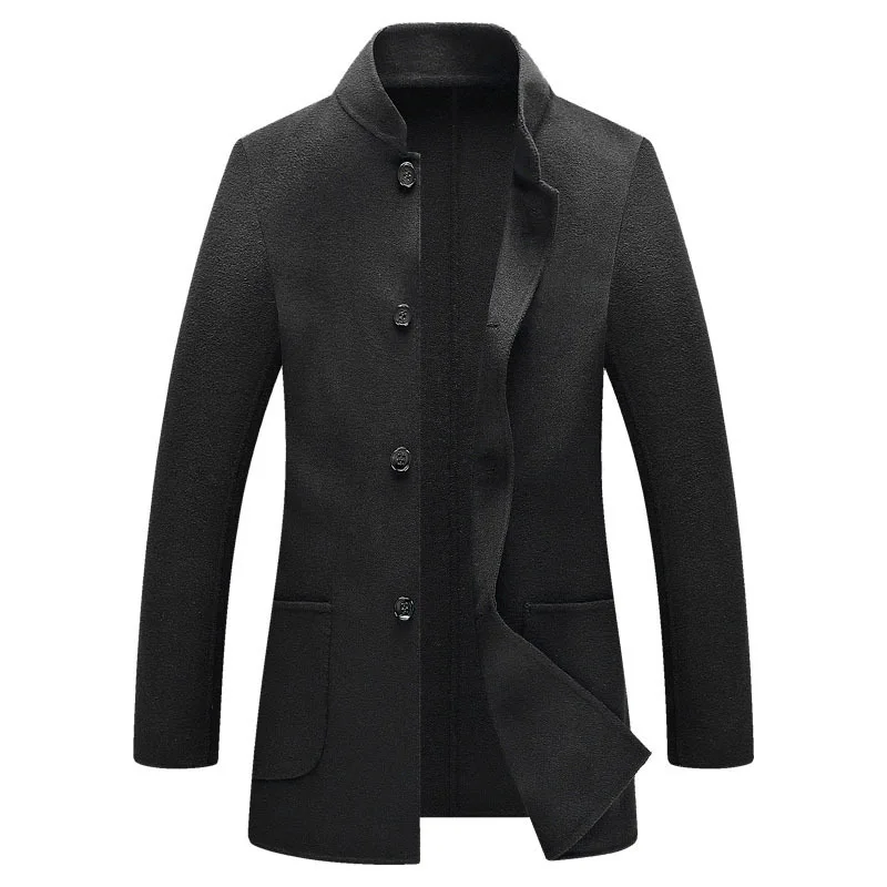 

High quality hand made double face wool coats men 2019 new style fashion single breasted solid color casual woolen outerwear