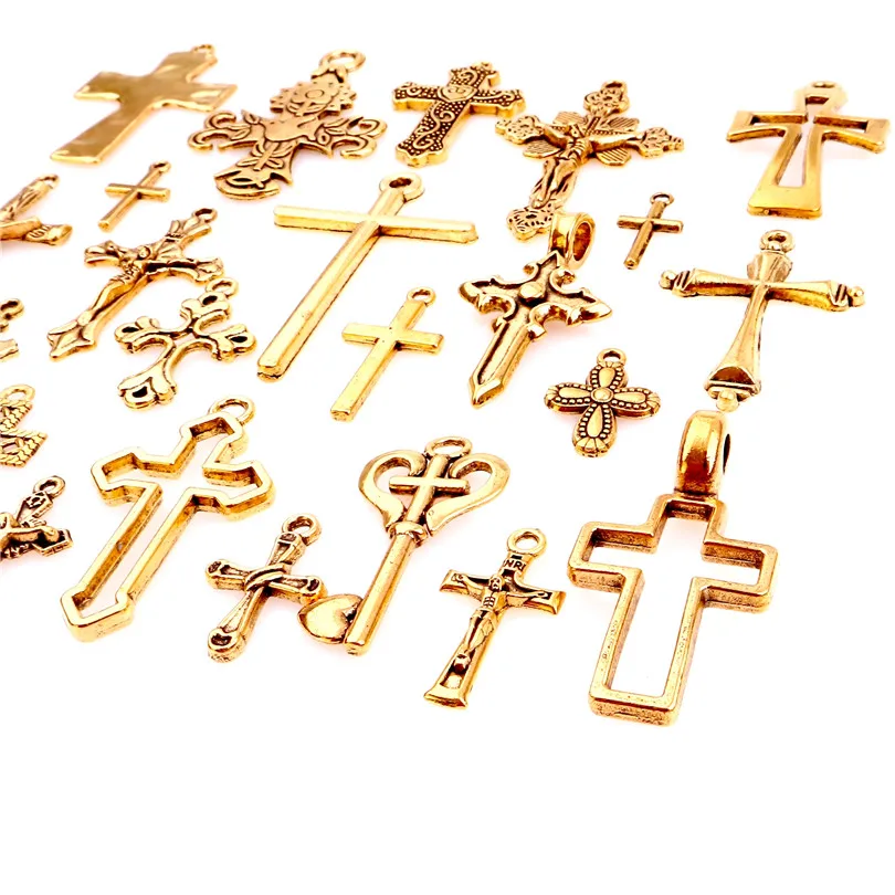 Vintage Gold Color Crosses 25Pcs - My Christian Heart