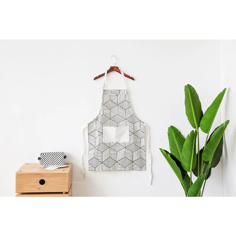 Polka Dot Striped Cotton and Linen Simple Large Apron 5