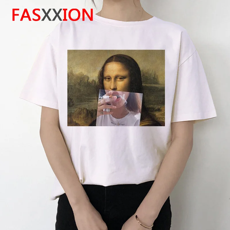 Mona Lisa, женская футболка, ulzzang art, смешная, Корейская, 90 s, футболка, летняя, эстетическая, Ullzang, винтажная, женская футболка, одежда, топ, футболка - Цвет: 2530