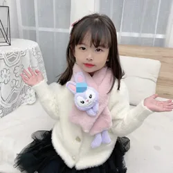 2021 New Autumn And Winter Warm Cute Rabbit Children's Cross Scarf Cartoon Furry Scarf Boys And Girls Collars