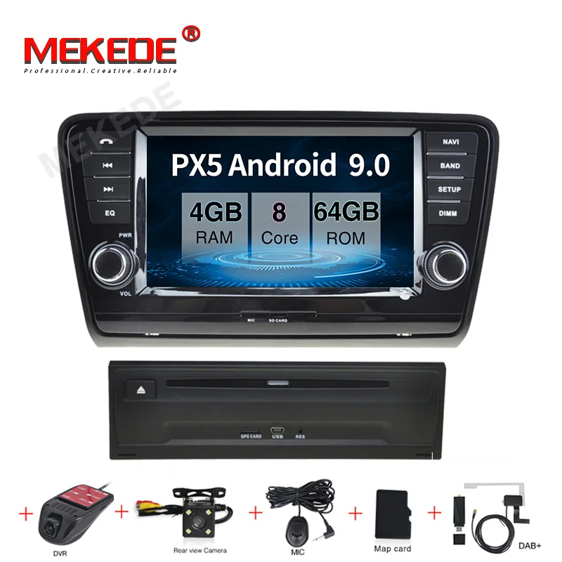 

MEKEDE Android 9.0 Quad core Car Multimedia DVD Player for Skoda Octavia 2013-2015 with GPS navigation audio video wifi BT RDS