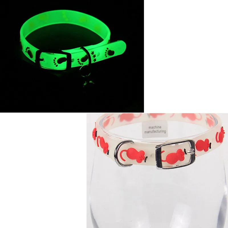 

Pet Collar Luminous Adjustable Pet Safety Collars 4 Pcs/lot Rubber Pet Collar Safety Dog Glowing Neck Strap With Bell Q1