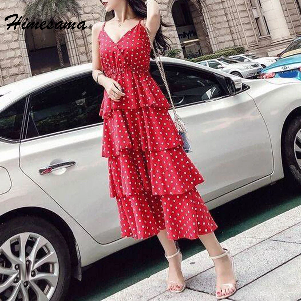 Женское длинное платье в горошек черное повседневное свободное облегающее