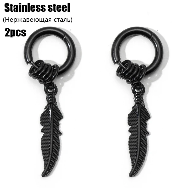 Fashion Men's Stainless Steel Cross Pendant Cartilage Drop Dangle Earrings Punk Jewelry for Cool Women Girl Friendship Gifts AR102