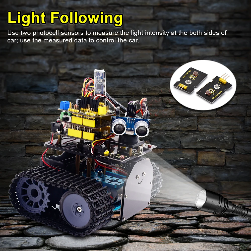Snapklik.co : KEYESTUDIO Ini Tank Kit V2 Sart Car For Arduino, IR Infrared And App Reote Control - View #6
