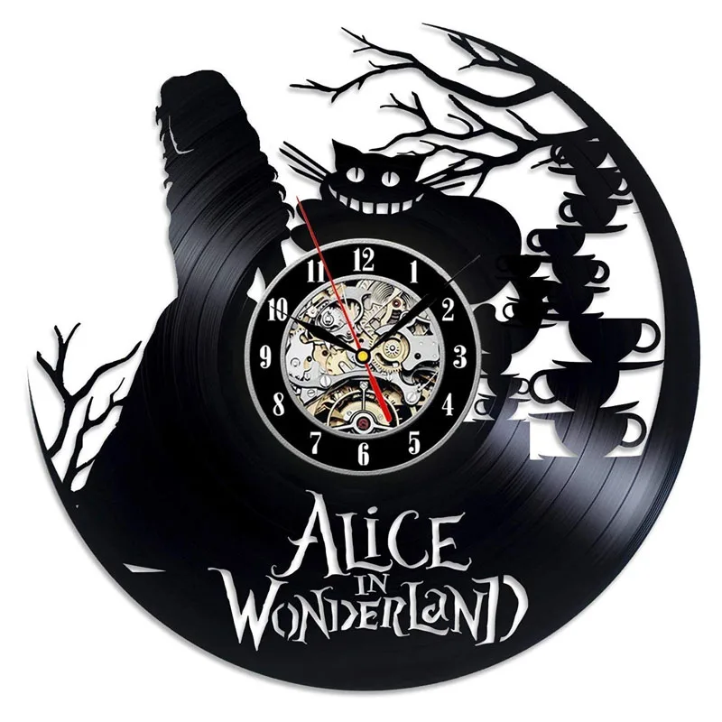 Виниловая пластинка настенные часы современный дизайн мультфильм 3D наклейки декоративная детская комната Алиса в стране чудес часы настенные часы домашний декор