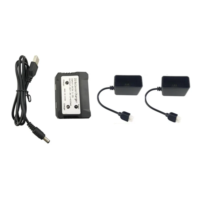 2Pcs 7.4V 2800Mah Lithium Battery with 2 in 1 Charger for Mjx B5W Bugs 5W F20 Brushless Four-Axis Aircraft Battery Remote Drone