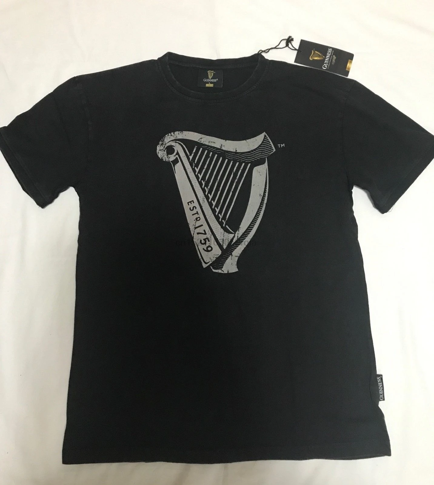 Новинка Guinness Guess черная 1759 потертая арфа футболка G6072 | Мужская одежда
