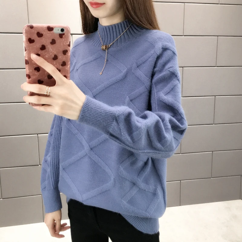 9318 new women's half high collar pullover, autumn and winter, new sweater, 50-2f, 3 rows, 3 shelves - Color: see chart