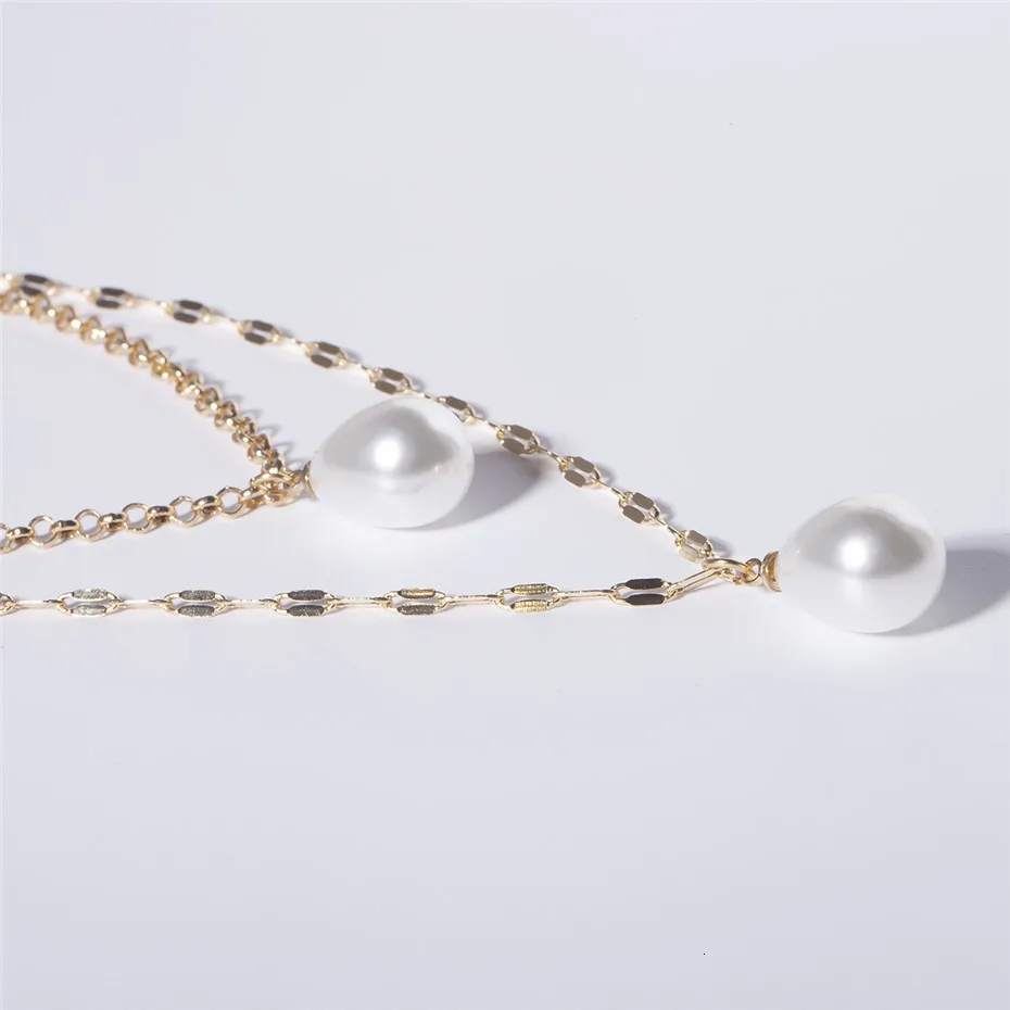 IngeSight. Z богемное многослойное ожерелье-чокер с искусственным жемчугом, ожерелье-ошейник, массивное персонализированное длинное ожерелье на цепочке, женское ювелирное изделие