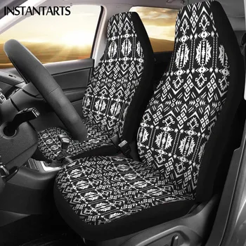 

INSTANTARTS Front Cushion Cover Fashion 2Pcs Set Car Universal Truck Seat Cover Retro Prints Waterproof Car Seat Cover Protector