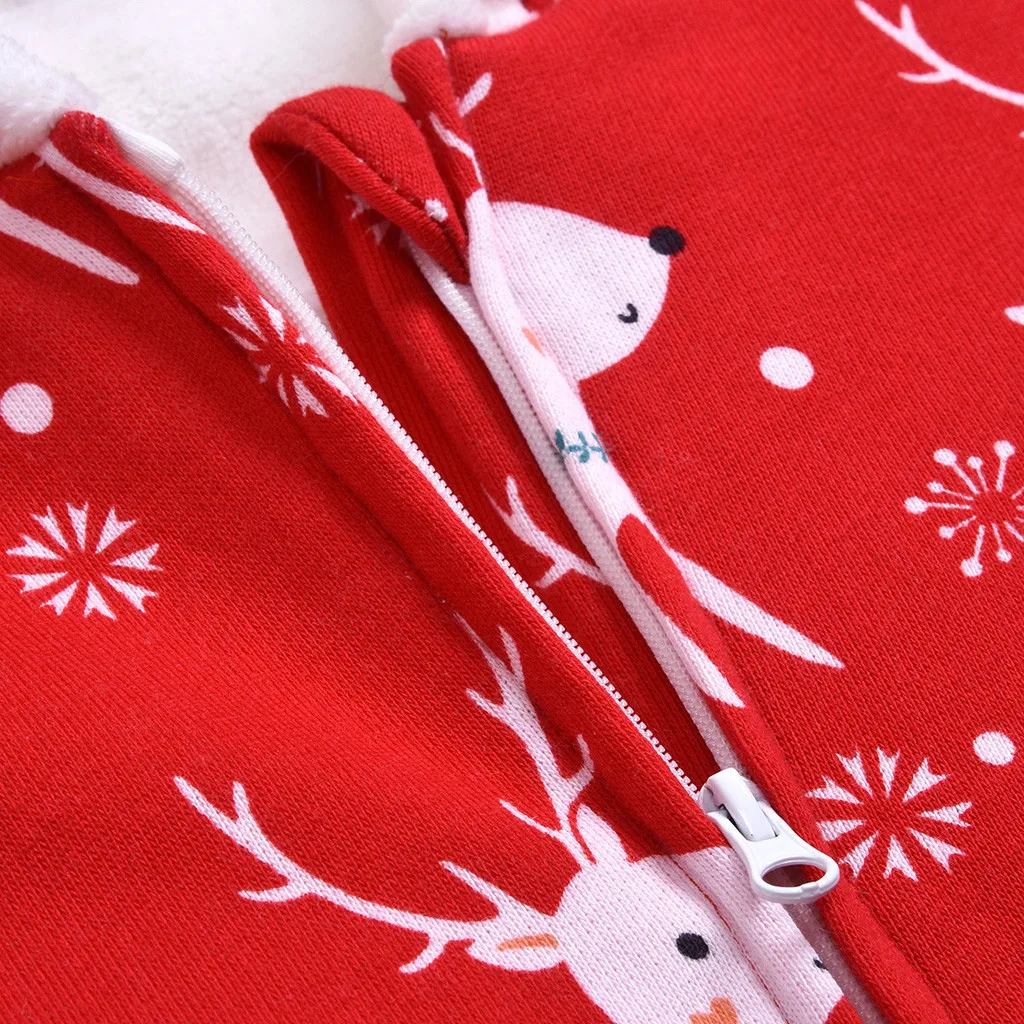 Infant Baby Christmas Cartoon Clothes Newborn Baby Boys Girls 3D Deer Jumpsuit Pajamas Toddler Kids Winter Warm Fashion Clothes