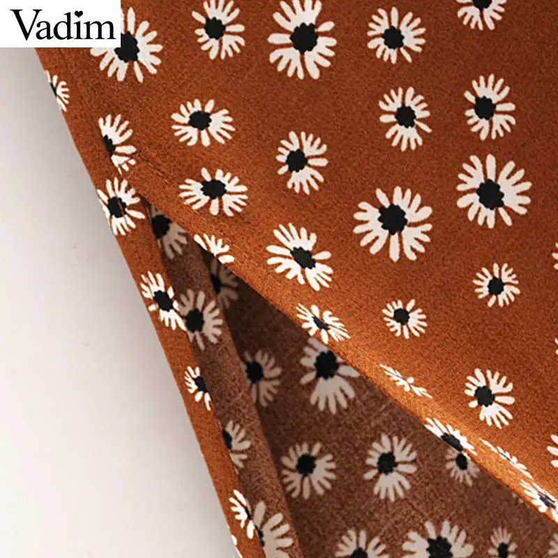 Vadim женское шикарное платье миди с принтом, v-образный вырез, плиссированный короткий рукав, эластичная резинка на талии, с разрезом сбоку, женские повседневные платья, Vestidos QC704