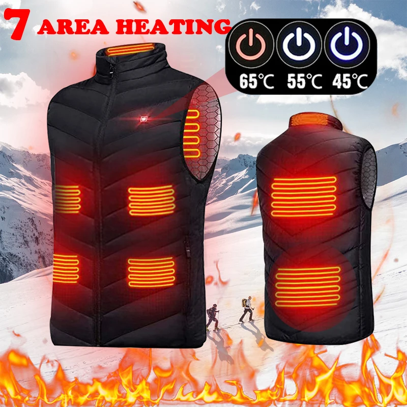 

Plus Size S-4XL Heating Vest 2/4/8/9 Zones Heated Vest Men Women Usb Heated Jacket Thermal Clothing Hunting Vest Winter Heating