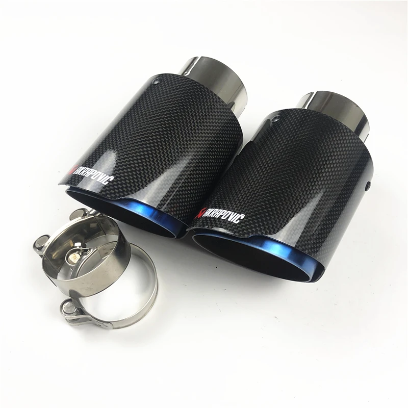2 шт. Akrapovic выхлопные наконечники из углеродного волокна для автомобиля, карбоновый глушитель, выхлопная труба для универсальной выхлопной системы, автомобильные аксессуары
