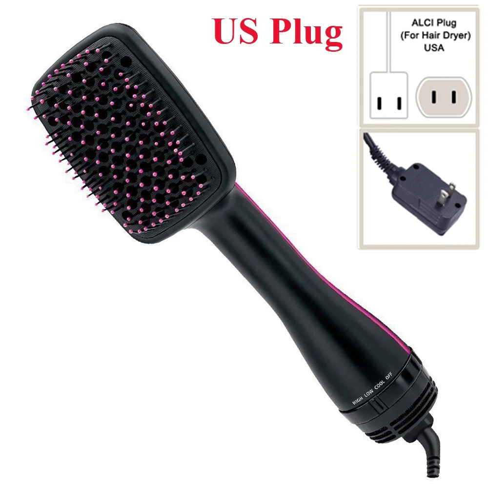 Type 1 US Plug Профессиональная Фен-щетка 2 в 1 электрическая Фен-щетка для волос Горячая воздушная расческа для завивки волос салонная Расческа для укладки волос Прямая поставка - Цвет: Type 1 US Plug