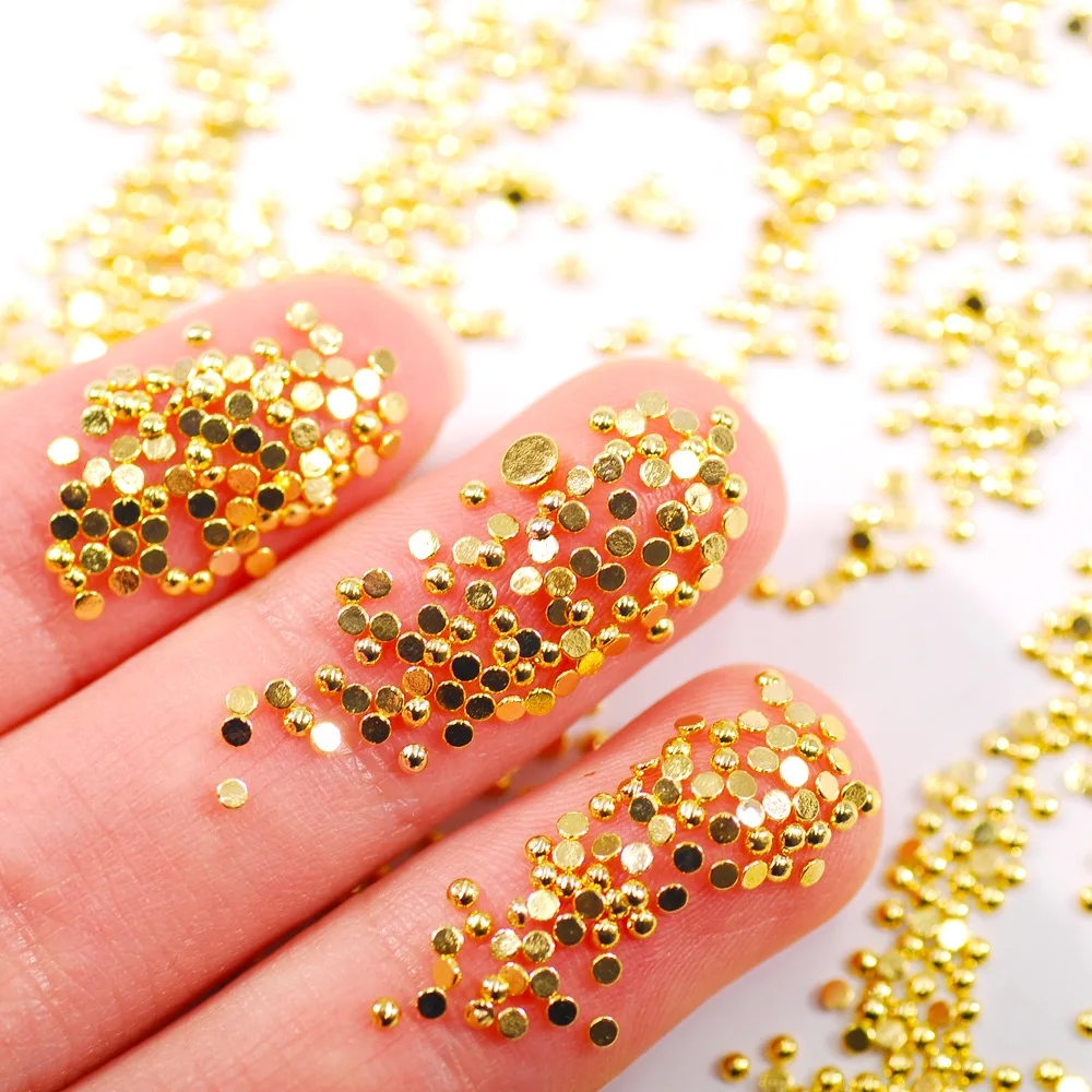 1000Pcs Gold 1/1.5/2mm Nail Art Rhinestones Metal Nail Beads Alloy Gem  Stones Flatback Nail Art Charms For Manicure 3D Stones - AliExpress