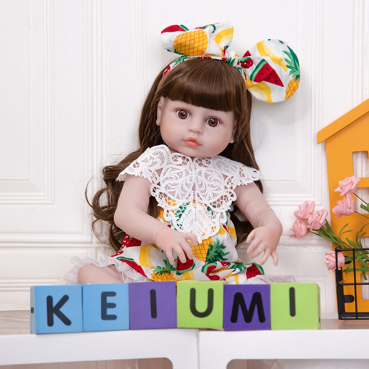 Wholesale Wiggs Doll Reborn Full Silicone Body 48 CM Princess Baby Vinyl Doll Sugar Cubs For Girl Children's Day Birthday Gifts