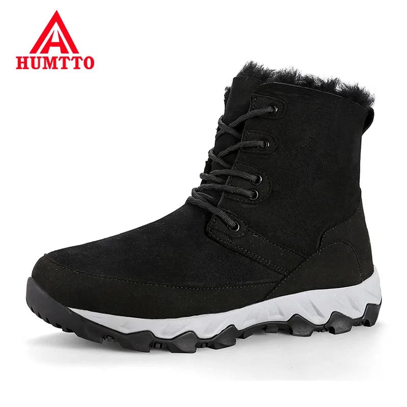 

Waterproof Windproof Men Casual Boots Genuine Leather Lace-up Fashion Mens Boots Winter Plus Velvet Warm Outdoor Snow Boots