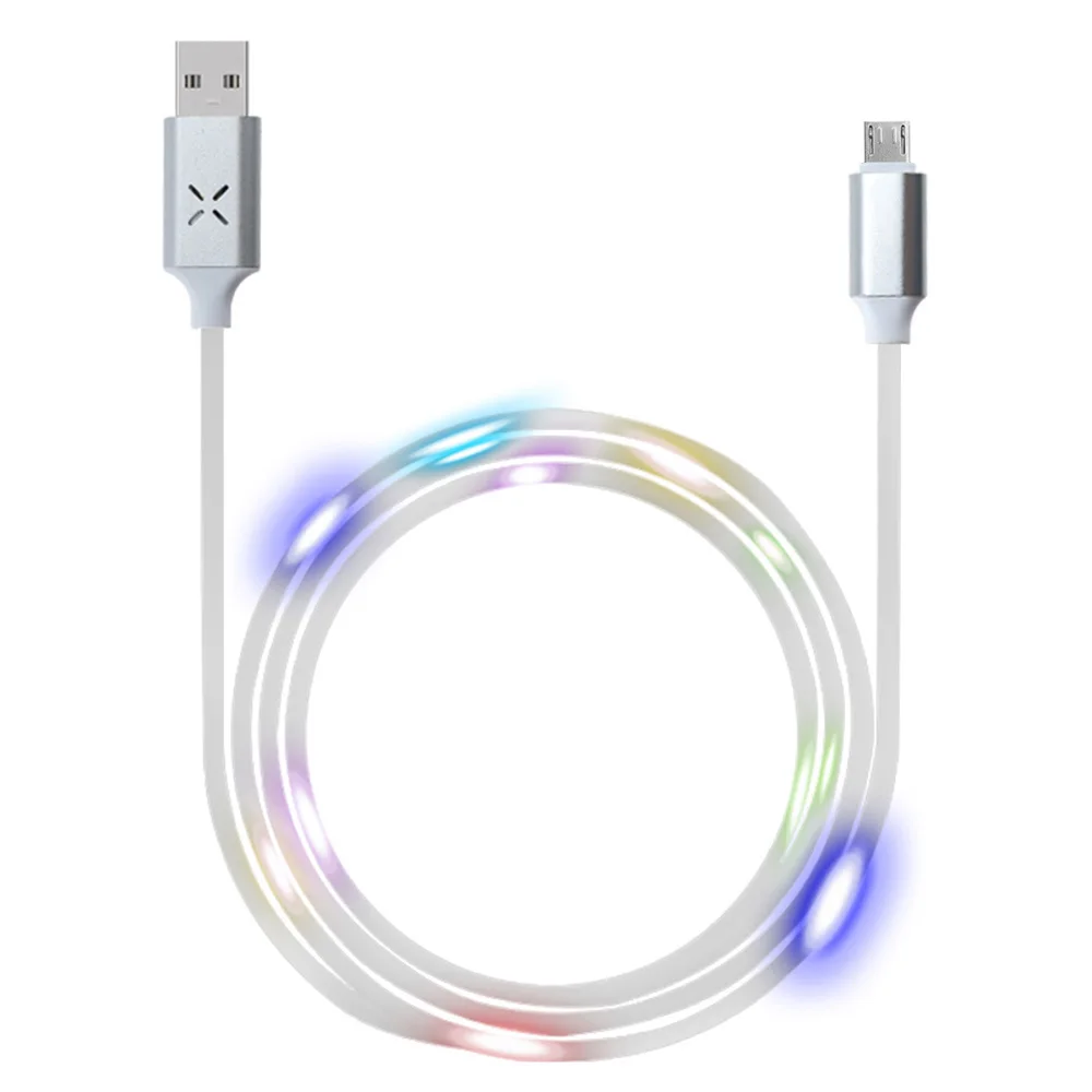 Белый Светодиодный usb-кабель с голосовым управлением для зарядки и синхронизации данных на базе Android - Цвет: Белый