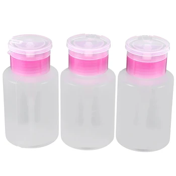 

3x Pink Empty Dispenser Pump Nail Art Polish Cleaner Remover Bottle 150ml Makeup