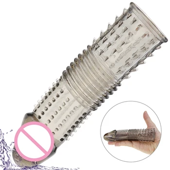 Reuseable Spike Condoms Dots Orgasm G-Spot Massage Penis Sleeve for Sex with Studs Sex Toys for Men Penis Extender Contraception 6