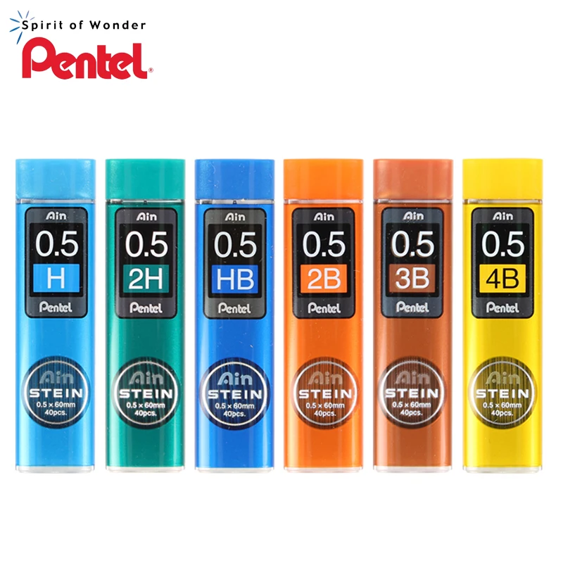 Pentel 4 трубки/лот Stein Enhanced Silica карандаш-0,5*60 мм-2 H, H, HB, B, 2B, 3B, 4B для механических карандашей письма