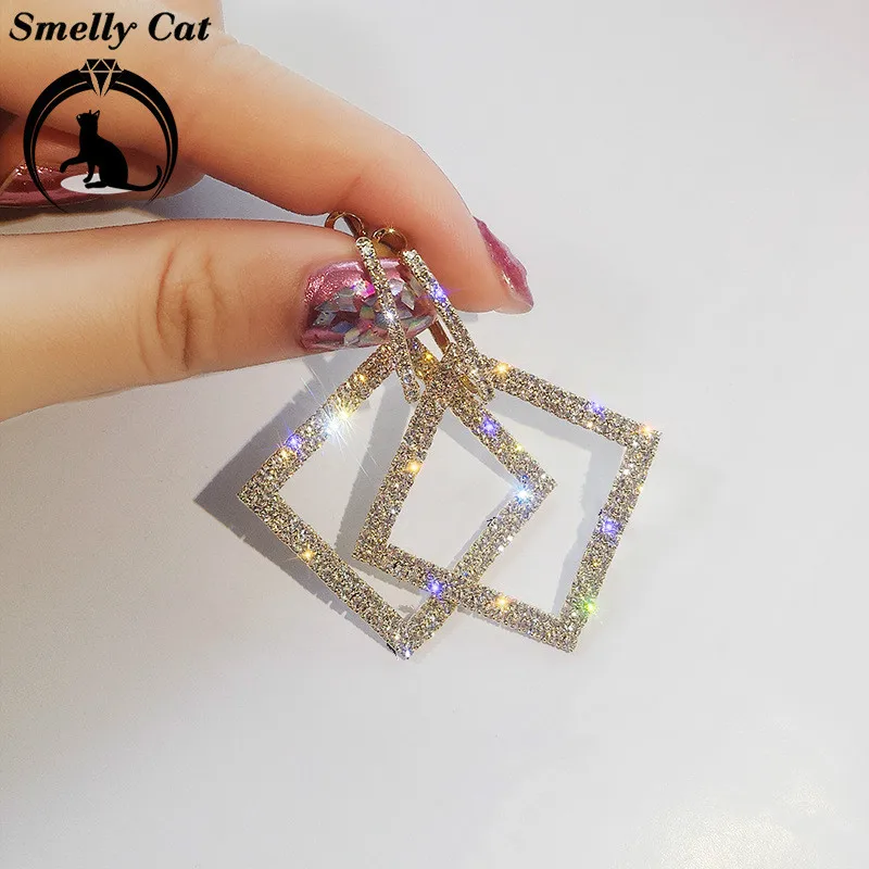 

Smelly Cat Square Thin Face Earrings Long Temperament Personality Earrings Exaggerated Earrings