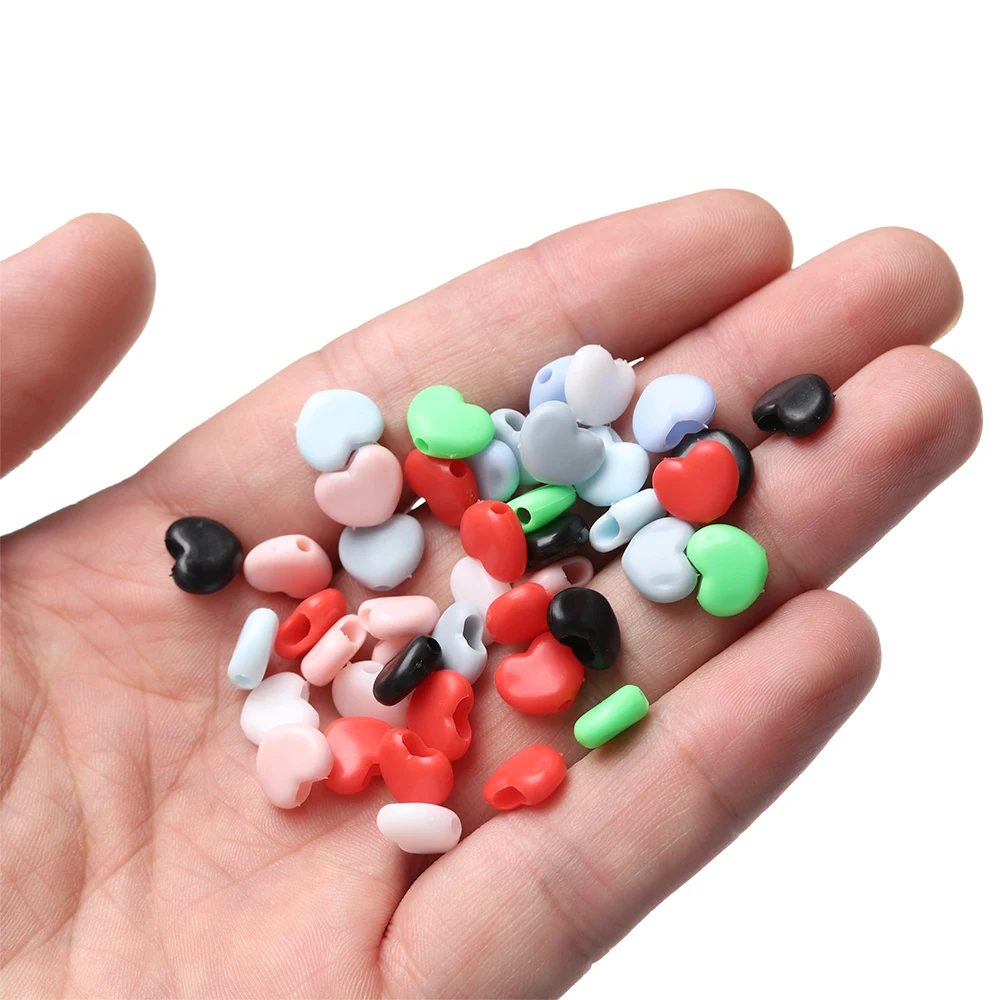 50PCS Colorful Love Heart Shape Silicone Cord Locks Adjustable Mask Drawstrings Toggles Non Slip Stopper Lanyard Buckle Tools