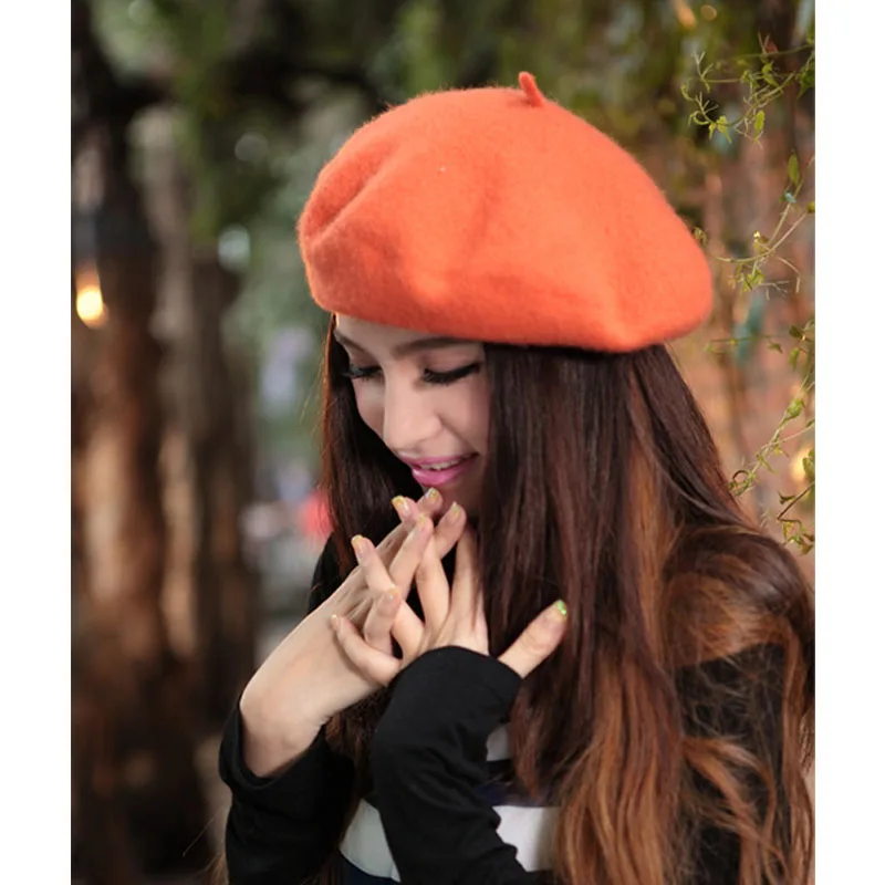 Fashion Autumn Winter Wool Beret Women Ladies Warm Winter Hats Women Solid Color Painter Hat French Bonnet Beanie Ski Cap