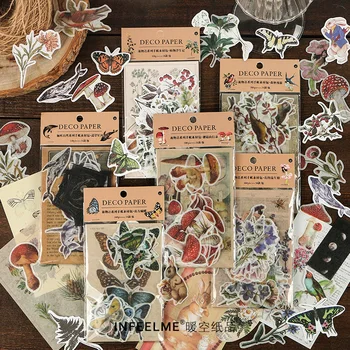 

100 Pcs/lot Plant Flower Butterfly Decorative Stationery Ins Stickers Scrapbooking DIY Diary Album Retro Galaxy Stick Lable