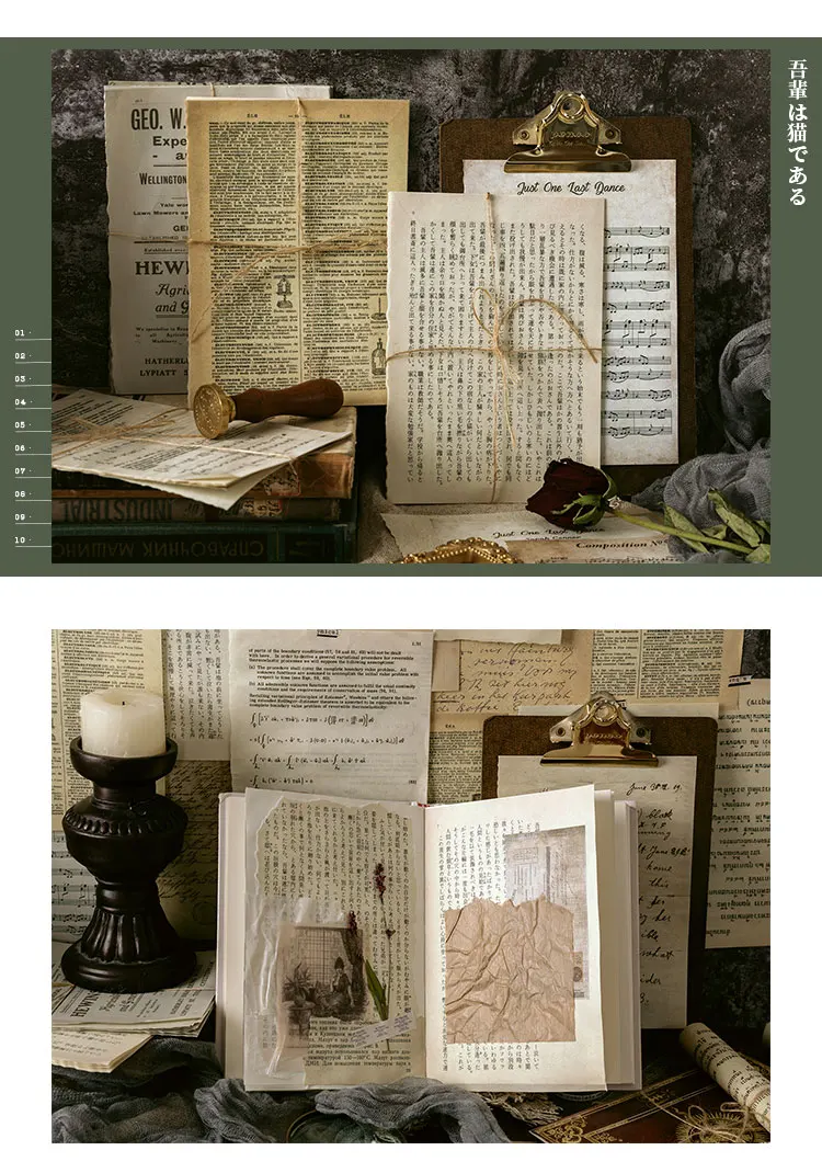 10pcs/pack Large Size Medieval Vintage material Paper Dairy DIY Scrapbooking Album Decoration Paper Office Supplies