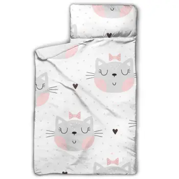 

Cute Little Cat Girl Pattern Nap Mat with Pillow for Toddler Boys and Girls Ideal for Daycare and Preschool