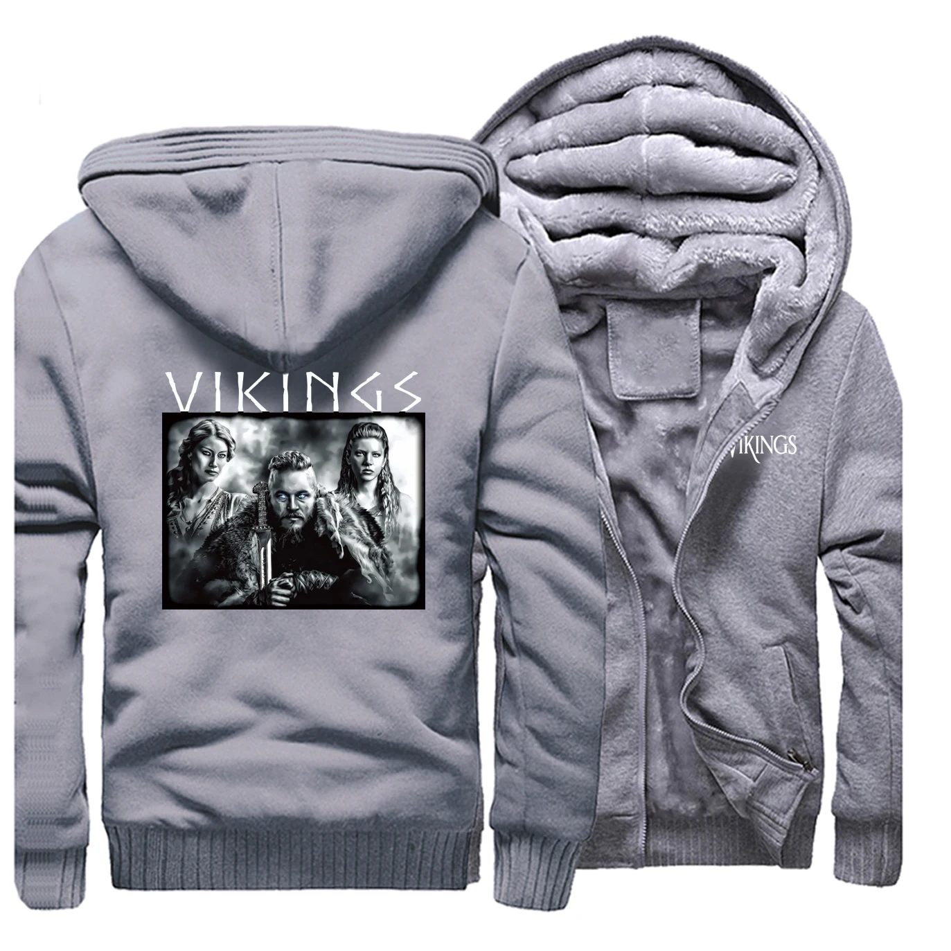 TV Show Vikings Coats Men's Ranger Norse Man Fleece Coat Casual Winter Streetwear Fashion Hoodie Sweatshirts Thick Male Outwear - Цвет: Gray 5