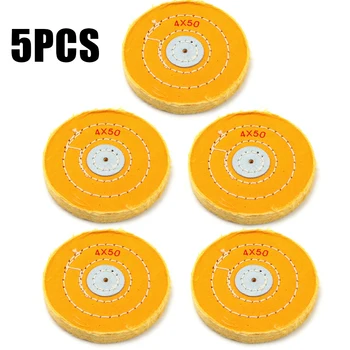 

5Pcs 4inch Cloth Buffing Polishing Wheels Cotton Jewelry Grinder Pad Yellow For Metal Marble Glass Ceramics