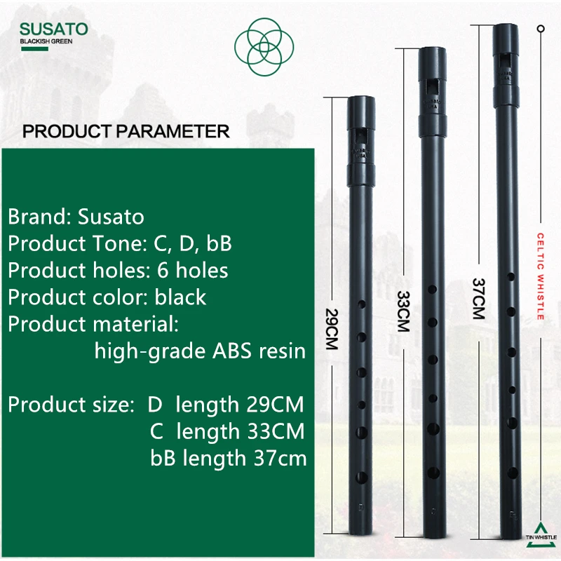 1 Pcs Susato Small Bore Whistle 6 Holes Irish Whistle Flute Penny Tin Dizi Musical Instrument Flauta Piccolo