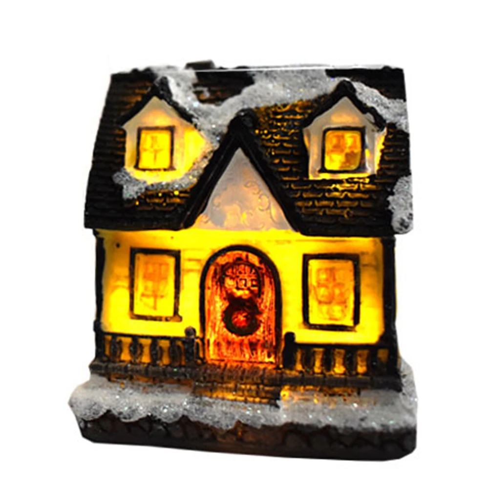 Праздник деревенские дома ремесло город красочные отдельно стоящая сцена фестиваль смолы Рождество орнамент на батарейках Led украшение - Цвет: D