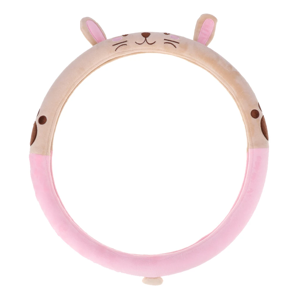 

Cute Lovely Plush Rabbit Car Auto Steering Wheel Cover Case (Pink)